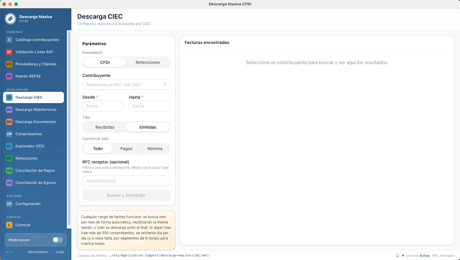 Descarga Masiva CFDI versión 0.10.0